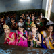 Girls dressed up as Radha, Krishna’s consort, inside a classroom in Ahmedabad, Gujarat.